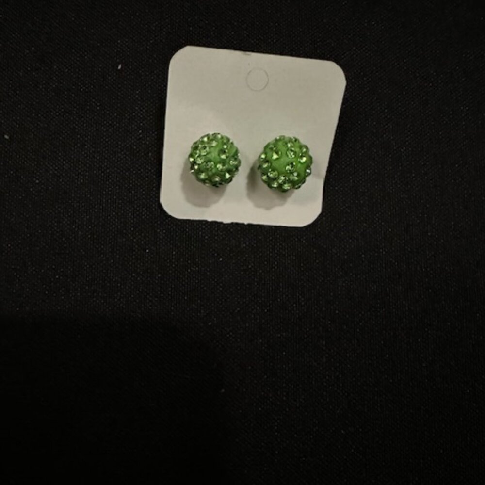 Green 12 mm Two Tone Rhinestone Earrings  7275  NWT Boutique